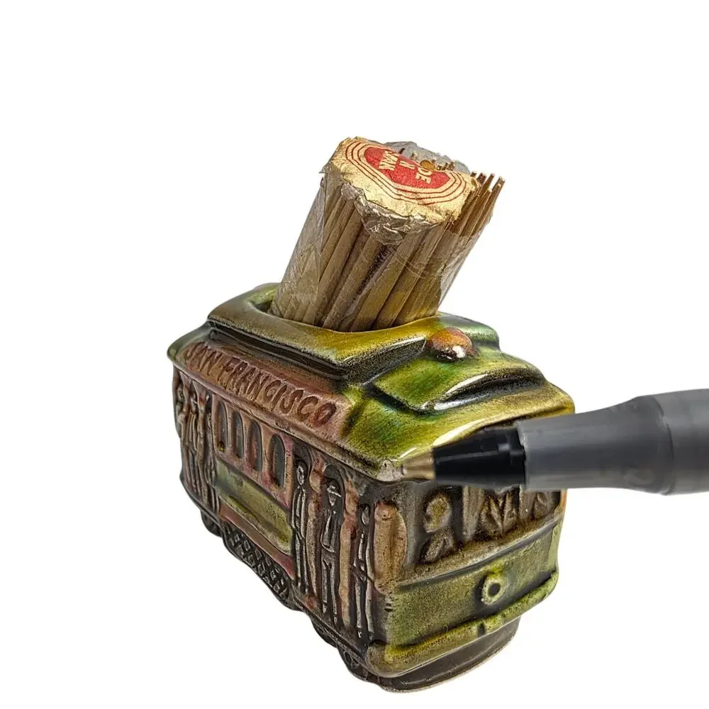 Vintage San Francisco Cable Car Shakers & Toothpick Holder Japan Set